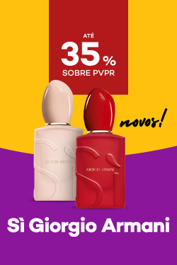Novos  S&Iacute; da marca Giorgio Armani com destaque promocional de at&eacute; 35% sobre pre&ccedil;o de Venda ao P&uacute;blico Recomendado